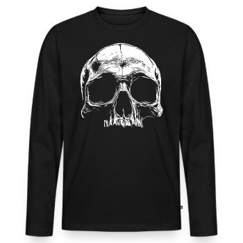 SKULL - Männer Premium Bio Langarmshirt - Schwarz - Vorne - Nico (187cm)