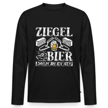 Ziegel und Bier für Handwerker Bauarbeiter Maurer - Männer Premium Bio Langarmshirt - Schwarz - Vorne - Nico (187cm)