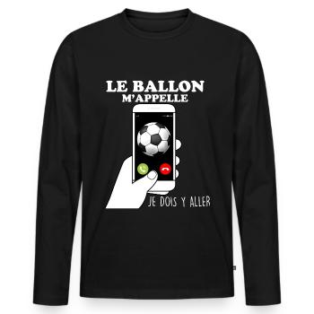 Le ballon m'appelle Foot match Humour Homme - T-shirt manches longues Premium bio Homme - noir - Devant - Nico (187cm)