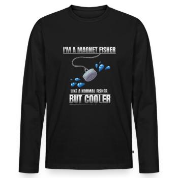 Je suis un pêcheur d’aimants - T-shirt manches longues Premium bio Homme - noir - Devant - Nico (187cm)