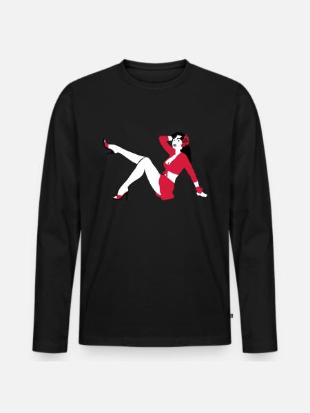 Pin-up de style rétro - T-shirt manches longues Premium bio Homme - noir