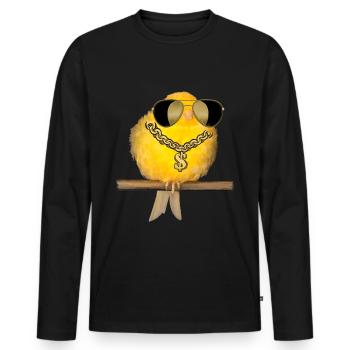 cool canary evil bird with sunglasses - Men's Premium Organic Long Sleeve Shirt - black - Front - Nico (187cm)