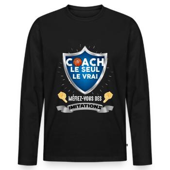 Coach basketteur le seul le vrai Homme Basket - T-shirt manches longues Premium bio Homme - noir - Devant - Nico (187cm)