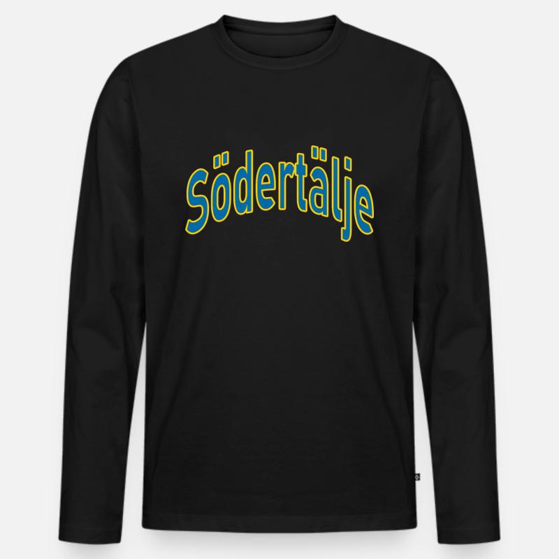 Södertälje - Männer Premium Bio Langarmshirt - Schwarz