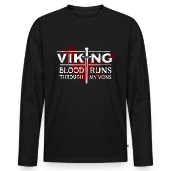 Wikingerblut - Echtes Nordmann Shirt - Männer Premium Bio Langarmshirt - Schwarz - Vorne - Nico (187cm)