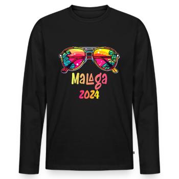 Malaga 2024 Spanien Urlaub - Männer Premium Bio Langarmshirt - Schwarz - Vorne - Nico (187cm)