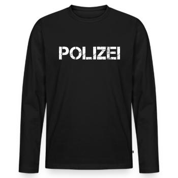 Polizei Druck Fasching Karneval - Männer Premium Bio Langarmshirt - Schwarz - Vorne - Nico (187cm)