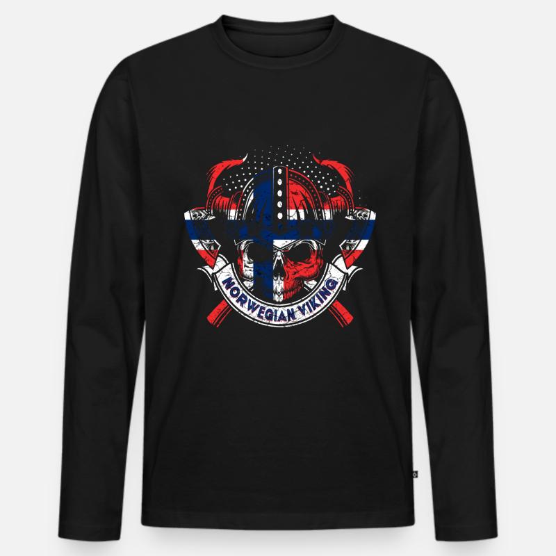 Norwegen Wikinger - Männer Premium Bio Langarmshirt - Schwarz