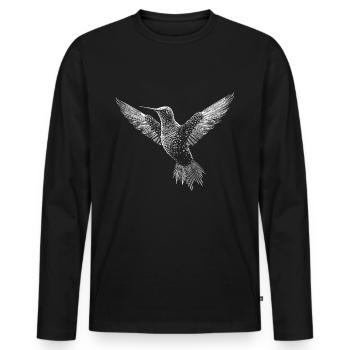 Hummingbird, cute bird in ASCII code - Men's Premium Organic Long Sleeve Shirt - black - Front - Nico (187cm)