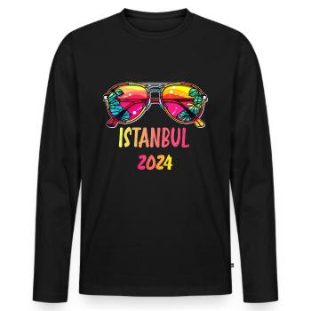 Istanbul 2024 - T-shirt manches longues Premium bio Homme - noir - Devant - Nico (187cm)