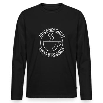 Volcanologist Coffee Powered Volcanology - Männer Premium Bio Langarmshirt - Schwarz - Vorne - Nico (187cm)