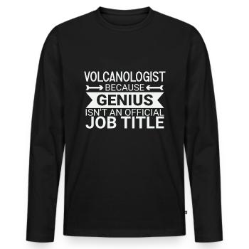 Volcanologist Genius Volcanology - Men's Premium Organic Long Sleeve Shirt - black - Front - Nico (187cm)