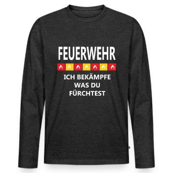 Feuerwehr ich bekämpfe was Du fürchtest, Geschenke - Männer Premium Bio Langarmshirt - Anthrazit meliert - Vorne - Nico (187cm)