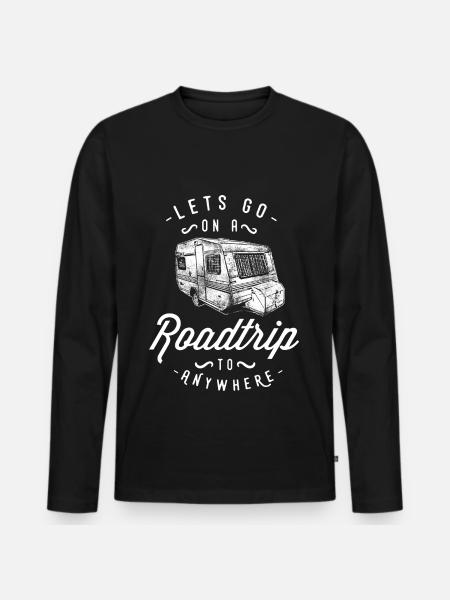 ON A ROADTRIP - Wohnwagen Wohnmobil Geschenk Motiv - Männer Premium Bio Langarmshirt - Schwarz
