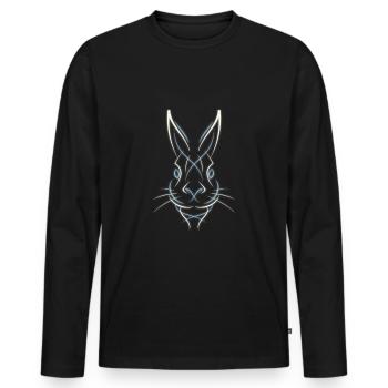 Hase Oster Hasen Ostern happy Tier Neon Shirt - Männer Premium Bio Langarmshirt - Schwarz - Vorne - Nico (187cm)