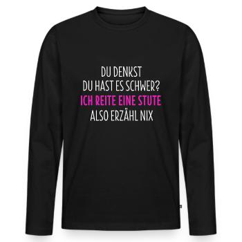Proverbes de chevaux TShirt cheval Proverbes équestres Cadeau - T-shirt manches longues Premium bio Homme - noir - Devant - Nico (187cm)