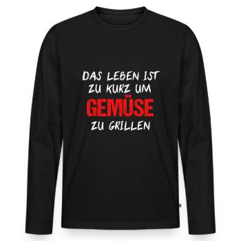 Barbecue TShirt Grillmeister cadeau de saison barbecue - T-shirt manches longues Premium bio Homme - noir - Devant - Nico (187cm)