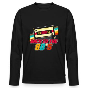Back to 80s retro vintage cassette tape - Men's Premium Organic Long Sleeve Shirt - black - Front - Nico (187cm)