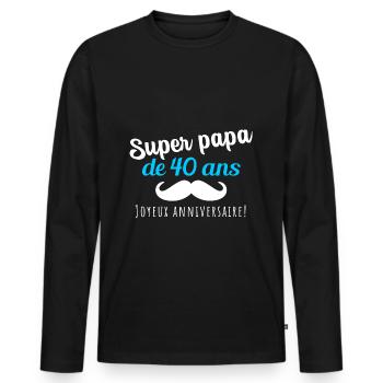 Great birthday gift dad 40 years old man - Men's Premium Organic Long Sleeve Shirt - black - Front - Nico (187cm)