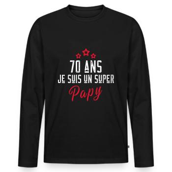 Je suis un super papy cadeau anniversaire 70 ans - T-shirt manches longues Premium bio Homme - noir - Devant - Nico (187cm)