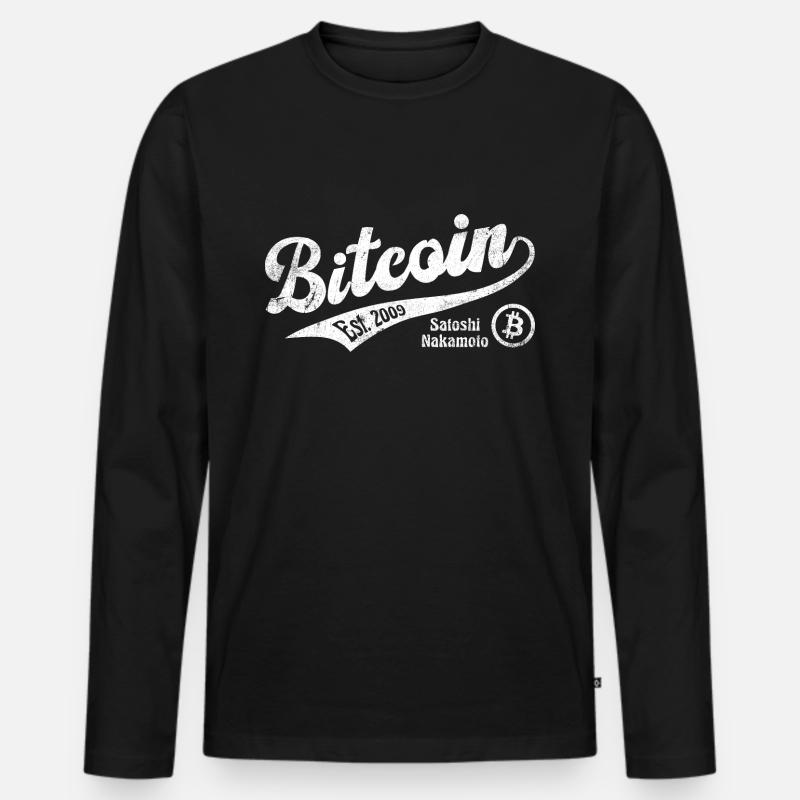 Bitcoin Vintage Trader BTC Krypto Blockchain - Männer Premium Bio Langarmshirt - Schwarz