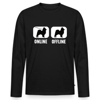 Online Offline Pomeranian Spitz Spitz Lovers - Men's Premium Organic Long Sleeve Shirt - black - Front - Nico (187cm)