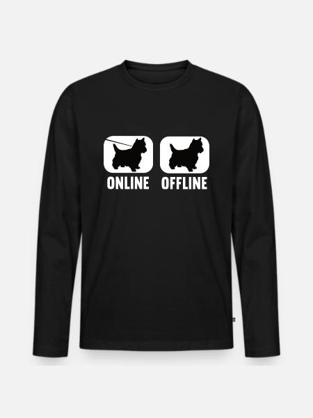 En ligne hors ligne Yorkshire Terrier Yorkie - T-shirt manches longues Premium bio Homme - noir