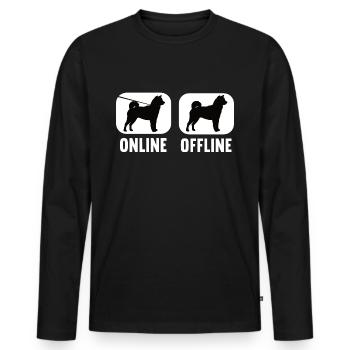 Online Offline Shiba Inu Shiba Owner Shiba - Men's Premium Organic Long Sleeve Shirt - black - Front - Nico (187cm)