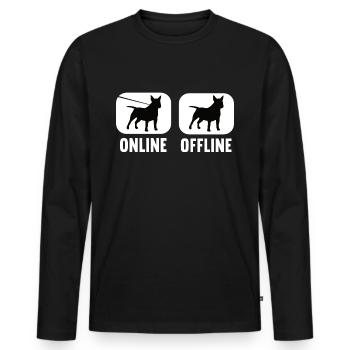 En ligne hors ligne Bull Terrier Chiens Chien Race de chien - T-shirt manches longues Premium bio Homme - noir - Devant - Nico (187cm)
