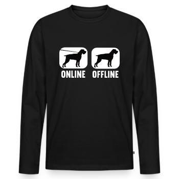 Online Offline Deutsch Drahthaar Jagdhund - Männer Premium Bio Langarmshirt - Schwarz - Vorne - Nico (187cm)