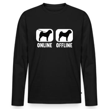 En ligne hors ligne Shar Pei Shar Pei Propriétaire - T-shirt manches longues Premium bio Homme - noir - Devant - Nico (187cm)