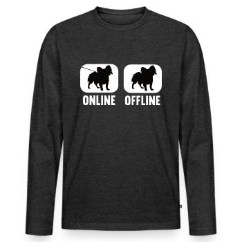 Online Offline Papillon Papillonbesitzer Hund - Männer Premium Bio Langarmshirt - Anthrazit meliert - Vorne - Nico (187cm)