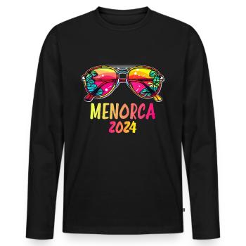 Menorca 2024 Urlaubs Sonnenbrille - Männer Premium Bio Langarmshirt - Schwarz - Vorne - Nico (187cm)
