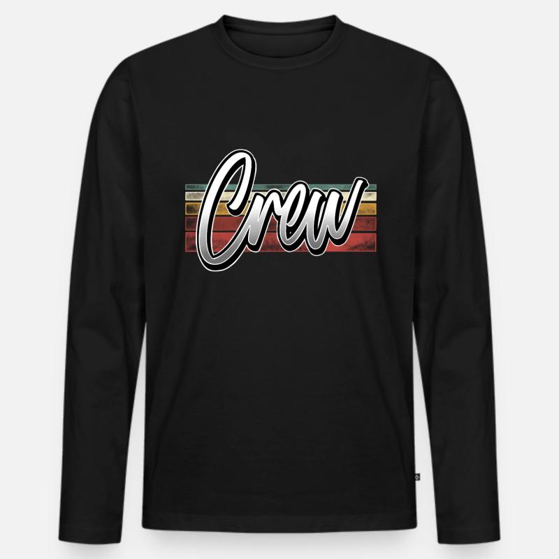 Crew - Männer Premium Bio Langarmshirt - Schwarz
