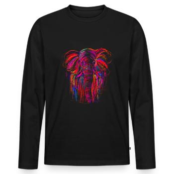 Elefanten-Stil - Männer Premium Bio Langarmshirt - Schwarz - Vorne - Nico (187cm)