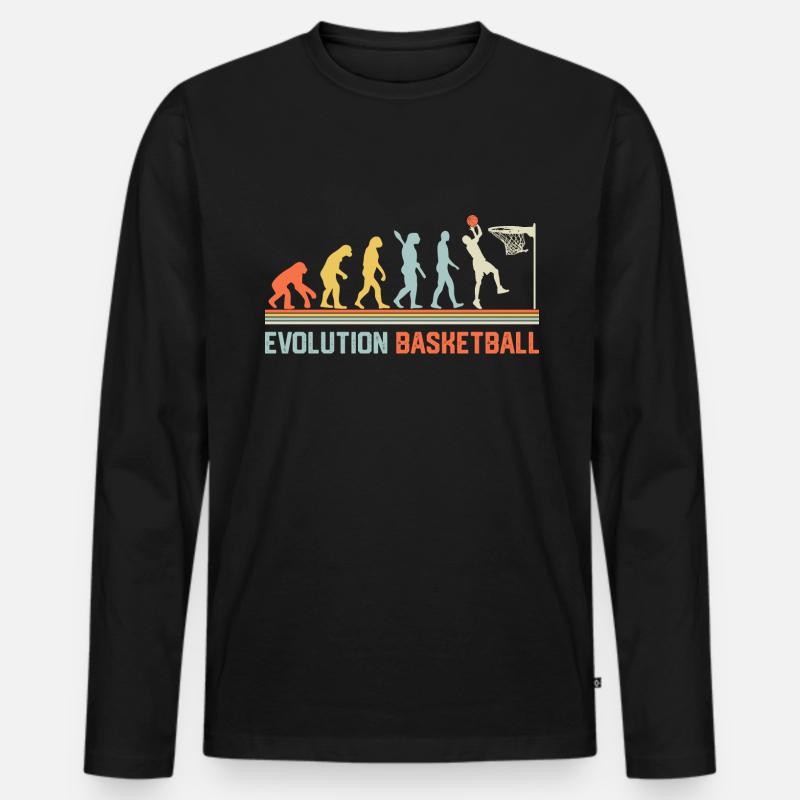Basketball Evolution - Männer Premium Bio Langarmshirt - Schwarz