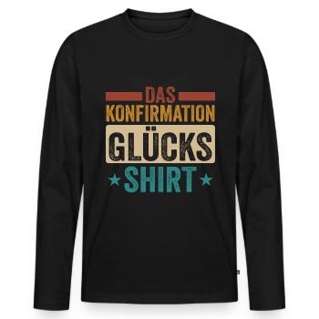 Konfirmation 2023 ich war dabei Konfirmand - Männer Premium Bio Langarmshirt - Schwarz - Vorne - Nico (187cm)