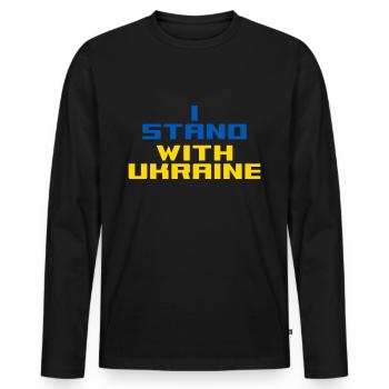 Je soutiens l’Ukraine - T-shirt manches longues Premium bio Homme - noir - Devant - Nico (187cm)