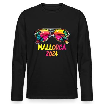Mallorca 2024 - Men's Premium Organic Long Sleeve Shirt - black - Front - Nico (187cm)