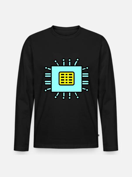 Digital Computer Chip Icon - Men's Premium Organic Long Sleeve Shirt - black