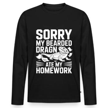Leopard Gecko Leopard Gecko Reptile Terraristics - Men's Premium Organic Long Sleeve Shirt - black - Front - Nico (187cm)
