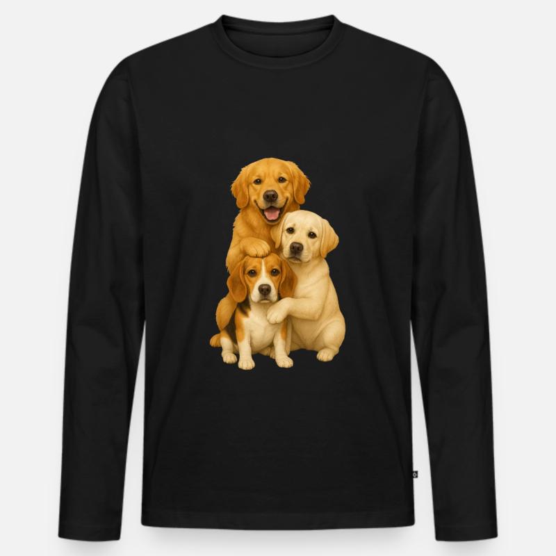 Golden Retriever Labrador Beagle - Männer Premium Bio Langarmshirt - Schwarz