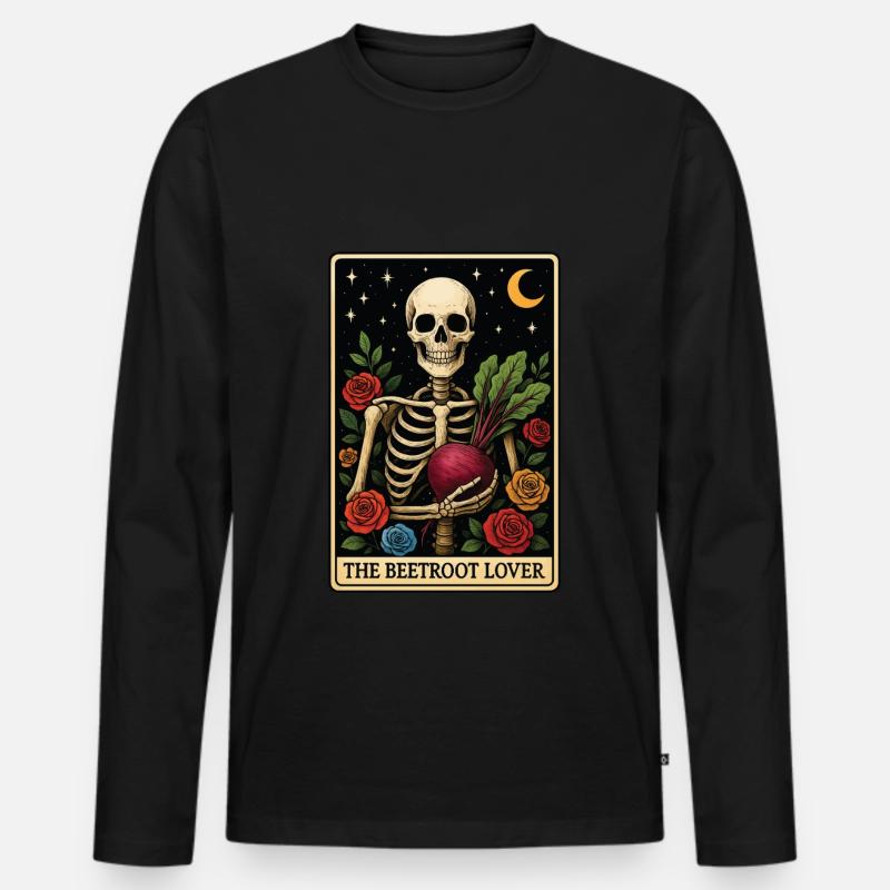 Rote Beete Tarot - Männer Premium Bio Langarmshirt - Schwarz