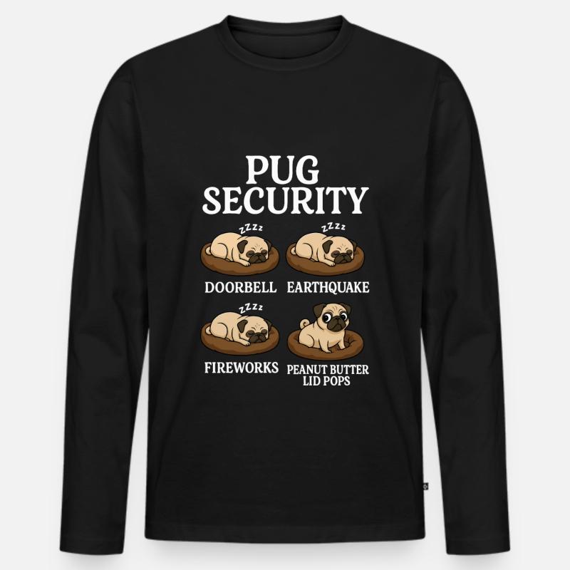 Mops - Männer Premium Bio Langarmshirt - Schwarz