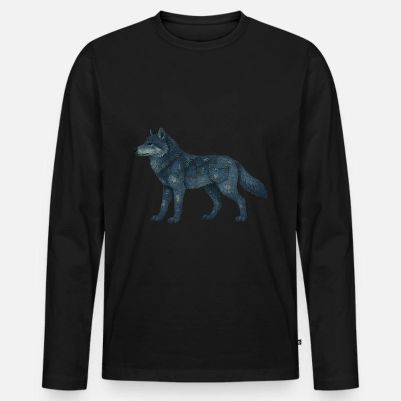 Wolf Denim - Männer Premium Bio Langarmshirt - Schwarz