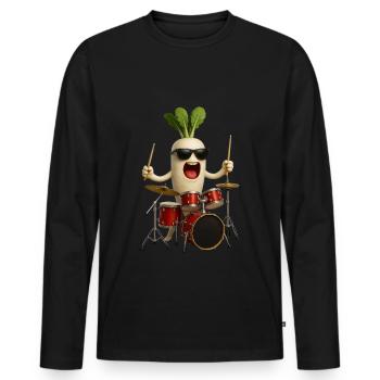 Tambours de radis - T-shirt manches longues Premium bio Homme - noir - Devant - Nico (187cm)
