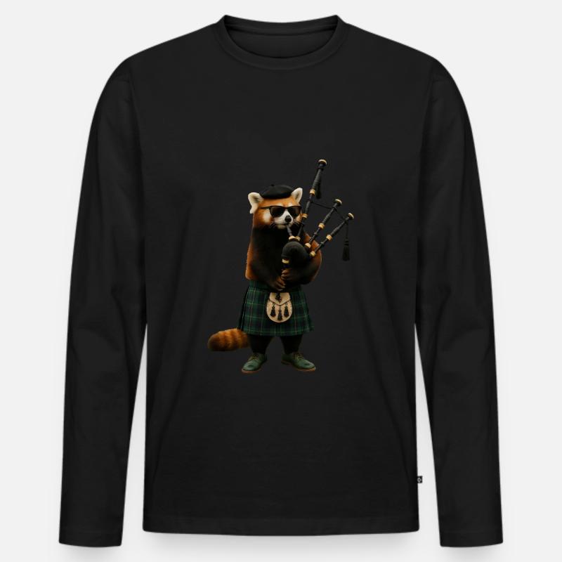 Roter Panda Dudelsack - Männer Premium Bio Langarmshirt - Schwarz