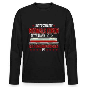 Straßenbahnfahrer unterschätze niemals Straßenbahn - Männer Premium Bio Langarmshirt - Schwarz - Vorne - Nico (187cm)