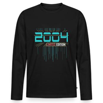 18. Geburtstag Junge Mädchen 18 Jahre 2004 - Männer Premium Bio Langarmshirt - Schwarz - Vorne - Nico (187cm)
