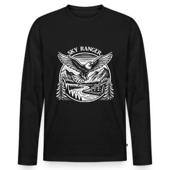 T-shirt vintage : Majestic Eagle' Sky Ranger - T-shirt manches longues Premium bio Homme - noir - Devant - Nico (187cm)